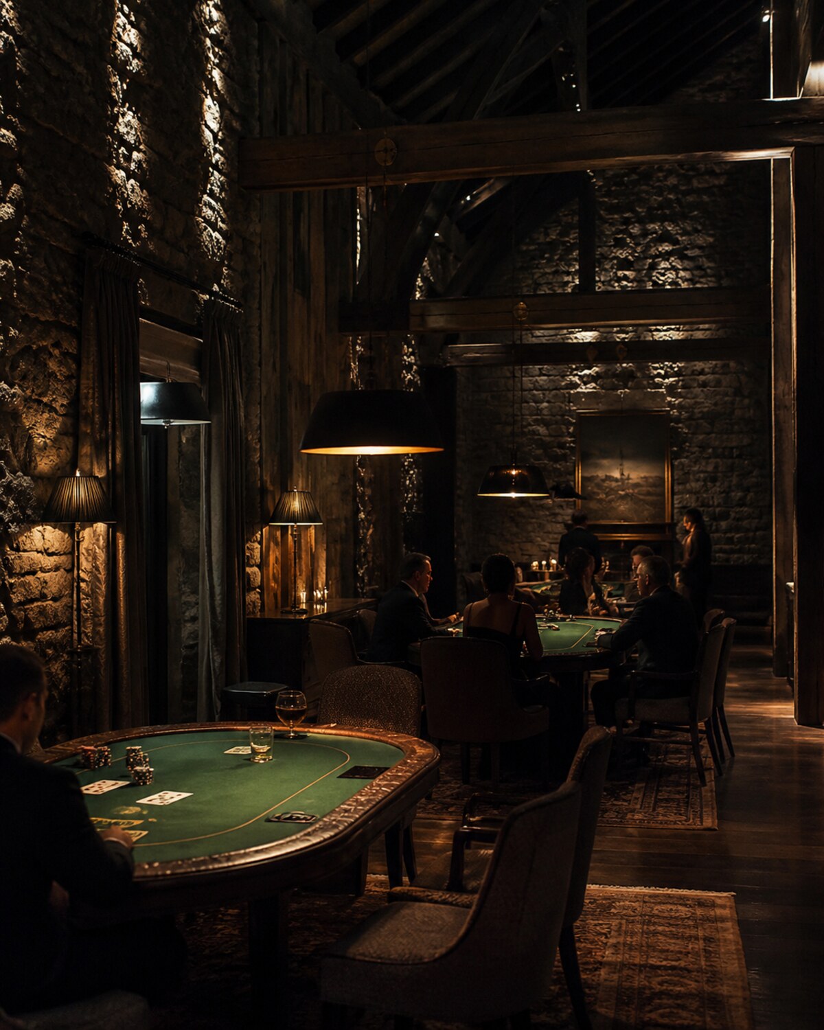 The intimate late Casino floor inside the lodge